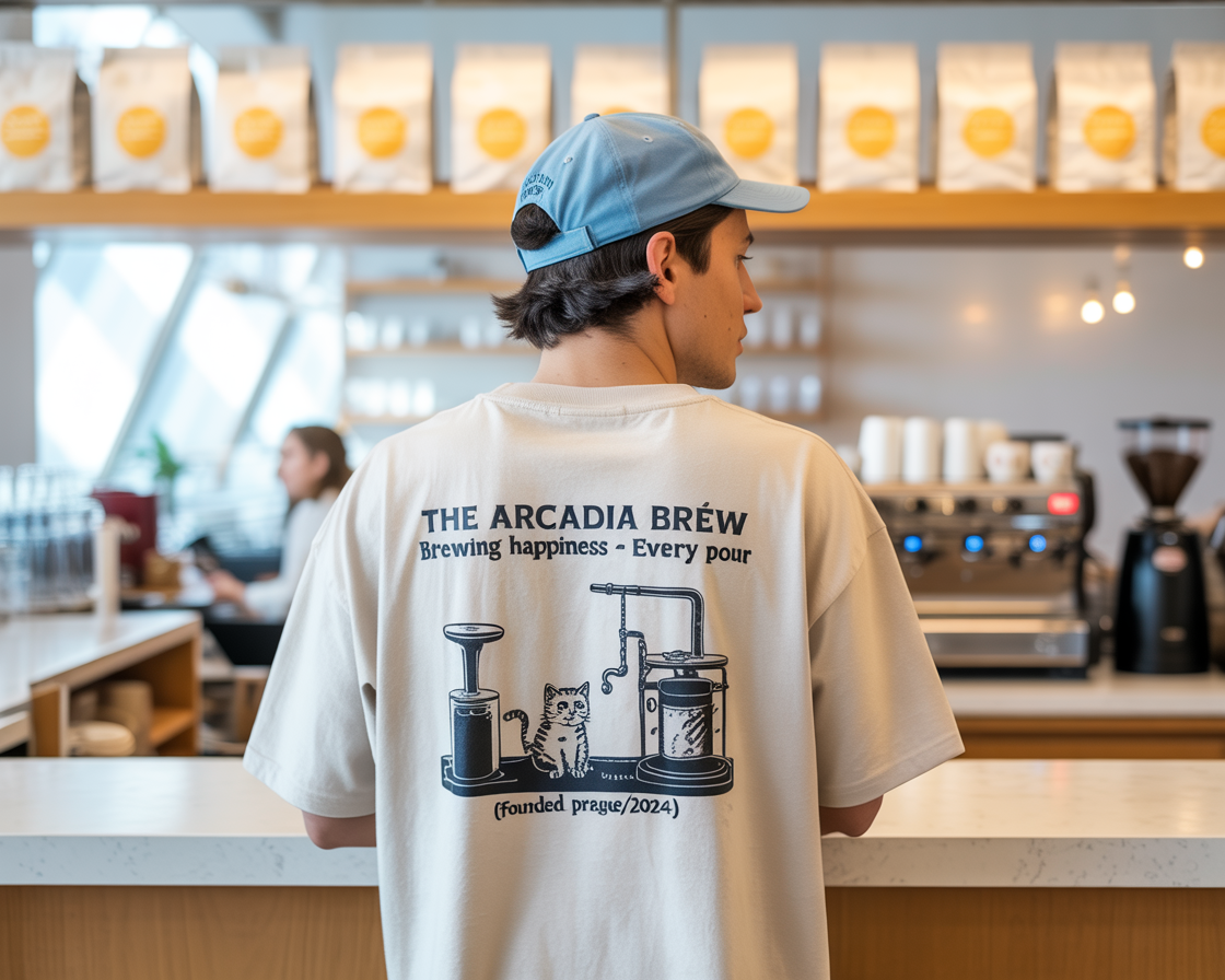 The Arcadia Brew” T-Shirt – Where Coffee Culture Meets Comfort & Character